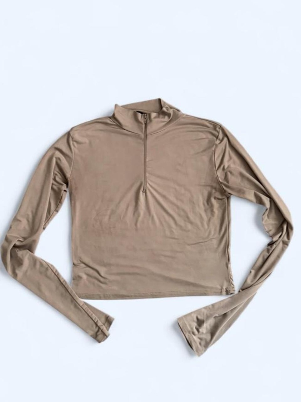 Divided Women's Long Sleeve Half-Zip Top - Taupe